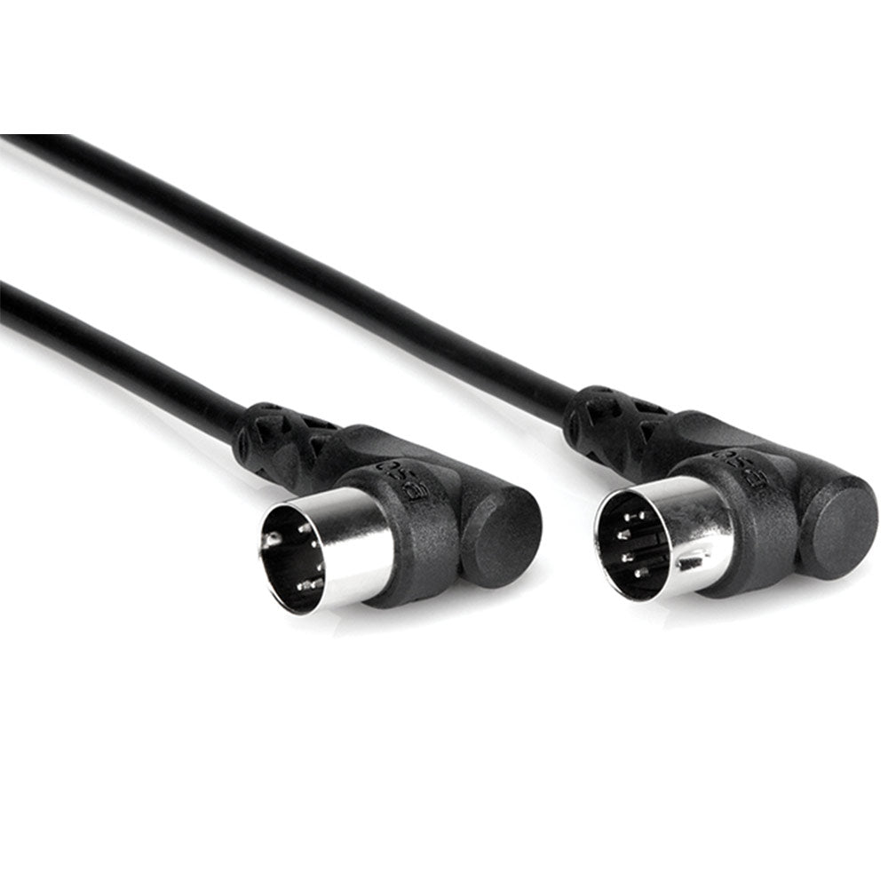 Hosa MID-303RR Right-angle MIDI Cable, Right-angle 5-pin DIN to Same, 3 feet