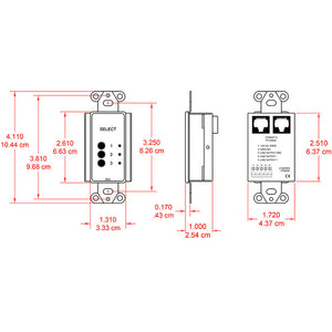 RDL DB-TPRX3A Decora Mount 3-Channel Format-A Source Selector (Black) - Custom Engraving Option