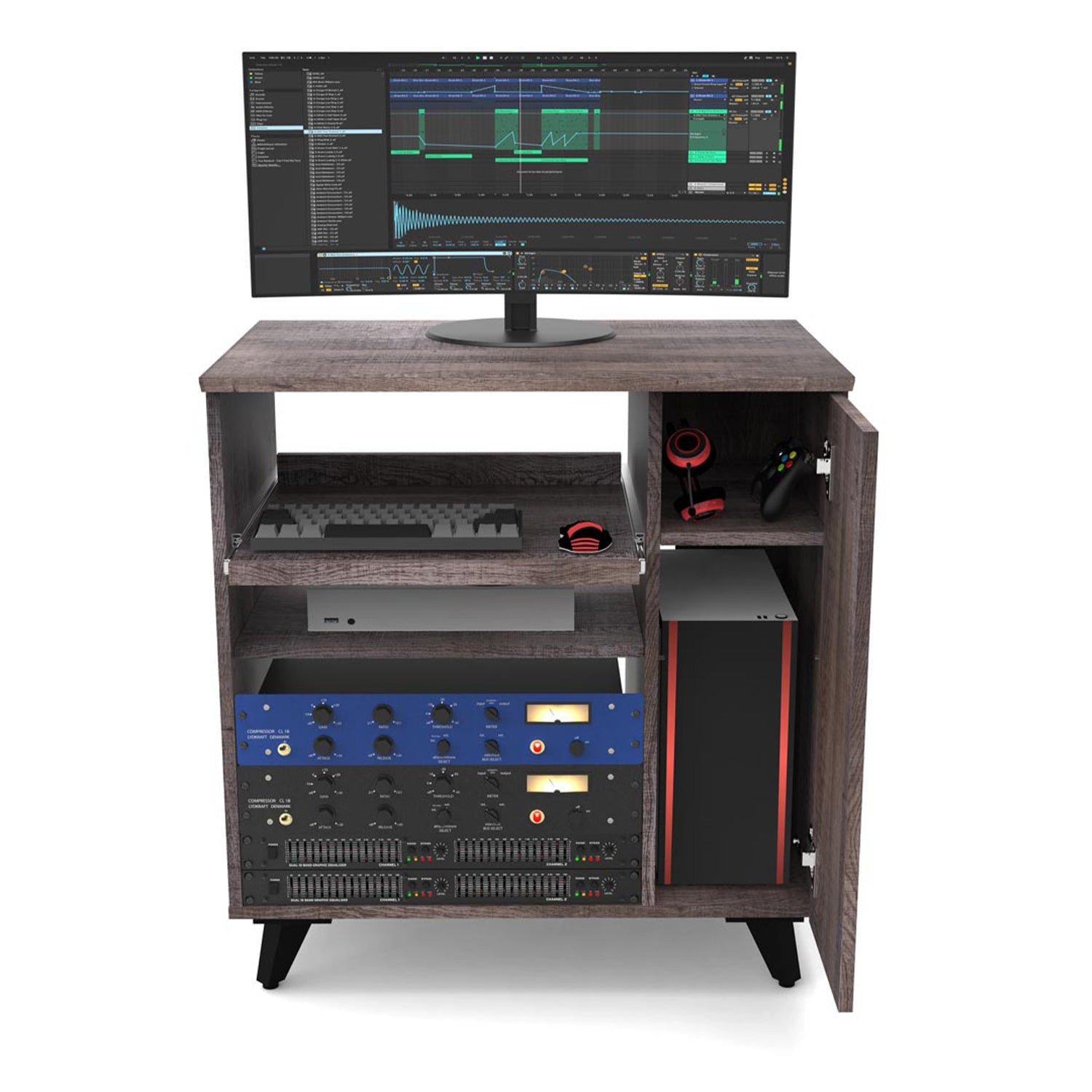 Glorious Modular Side Rack - Extension for Sound Desk or Workbench Workstations (Walnut)