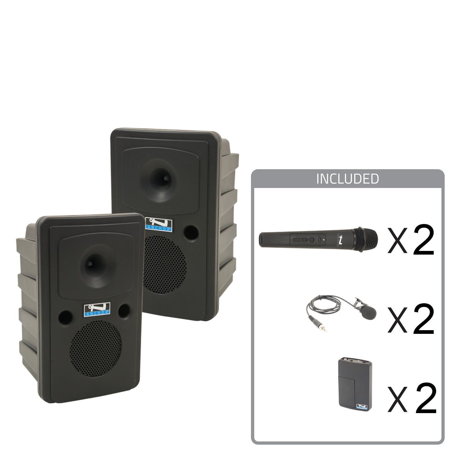 Anchor Audio Go Getter 2 Air X4 - Portable PA Package with 2x Wireless Handheld / 2x Lapel Mics