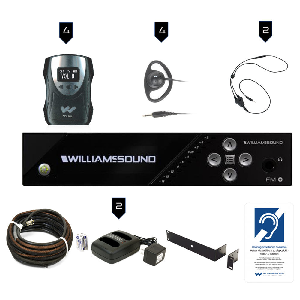 Williams AV FM 558 PRO FM Plus Large-Area Dual Assistive Listening System w/ FM R38 Receivers
