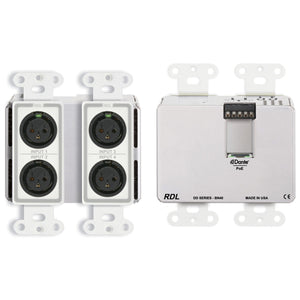 RDL DD-BN40 Wall Mount 4-In 4-Out Mic/Line to Dante Interface (White) - Custom Engraving Option