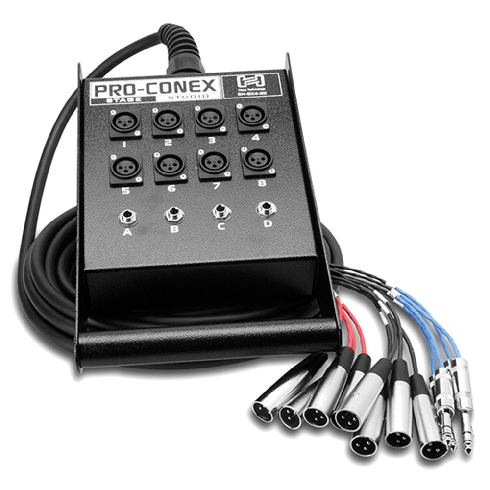 Hosa SH-8X4-50 Pro-Conex Stage Box Snake, Hosa 8 x XLR Sends and 4 x 1/4 inch TRS Returns, 50 ft