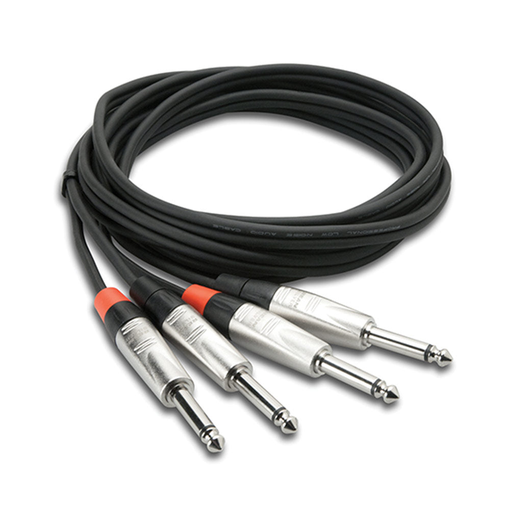 Hosa HPP-003X2 Pro Stereo Interconnect, Dual REAN 1/4 inch TS to Same, 3 feet