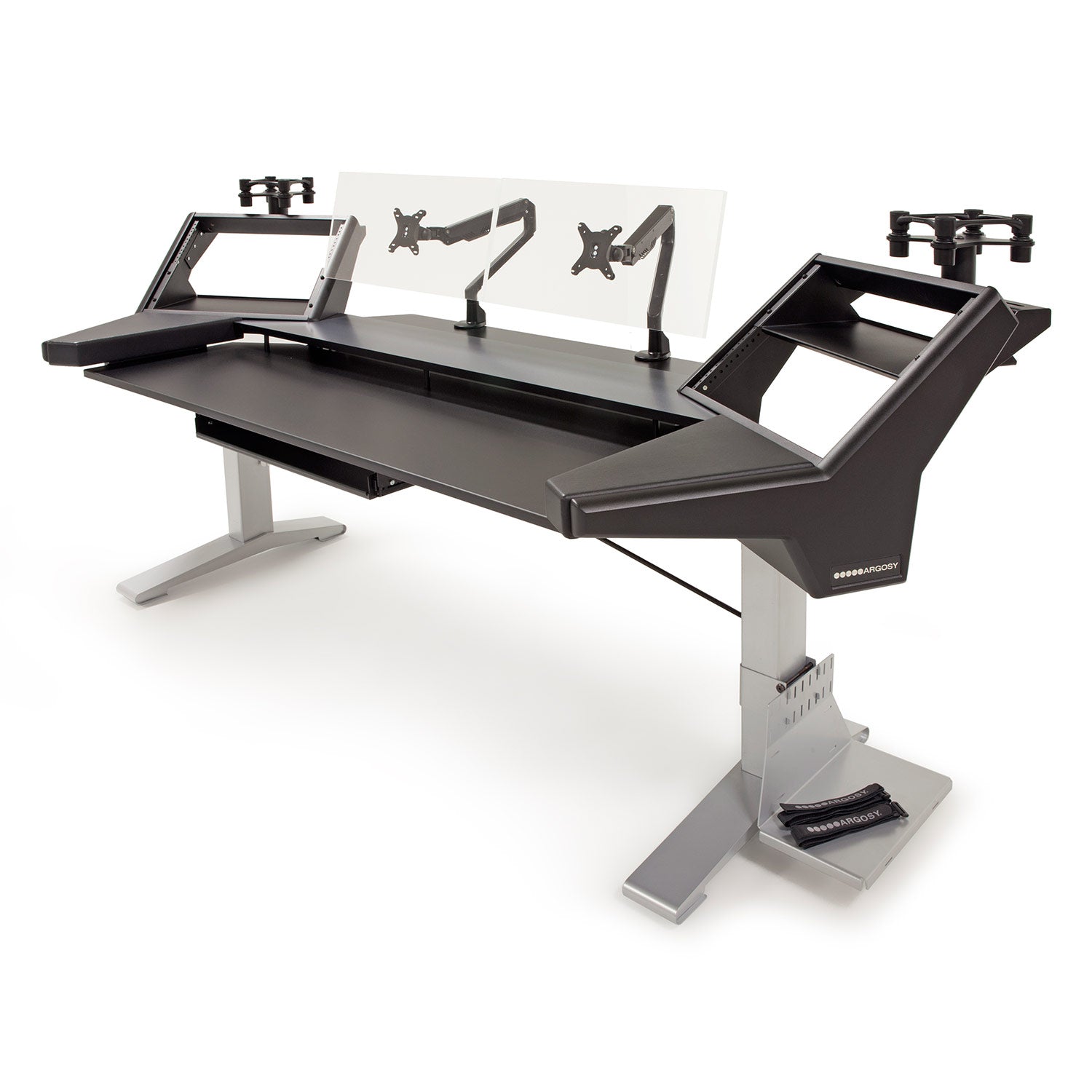 Argosy HALO-K88-XC-B-S Halo K88 Ultimate-Halok88,2 Shelves,Pr 160 Spkr Platforms,Kybrd Try,2)D8 Monitor Arms,Cpu Shelf