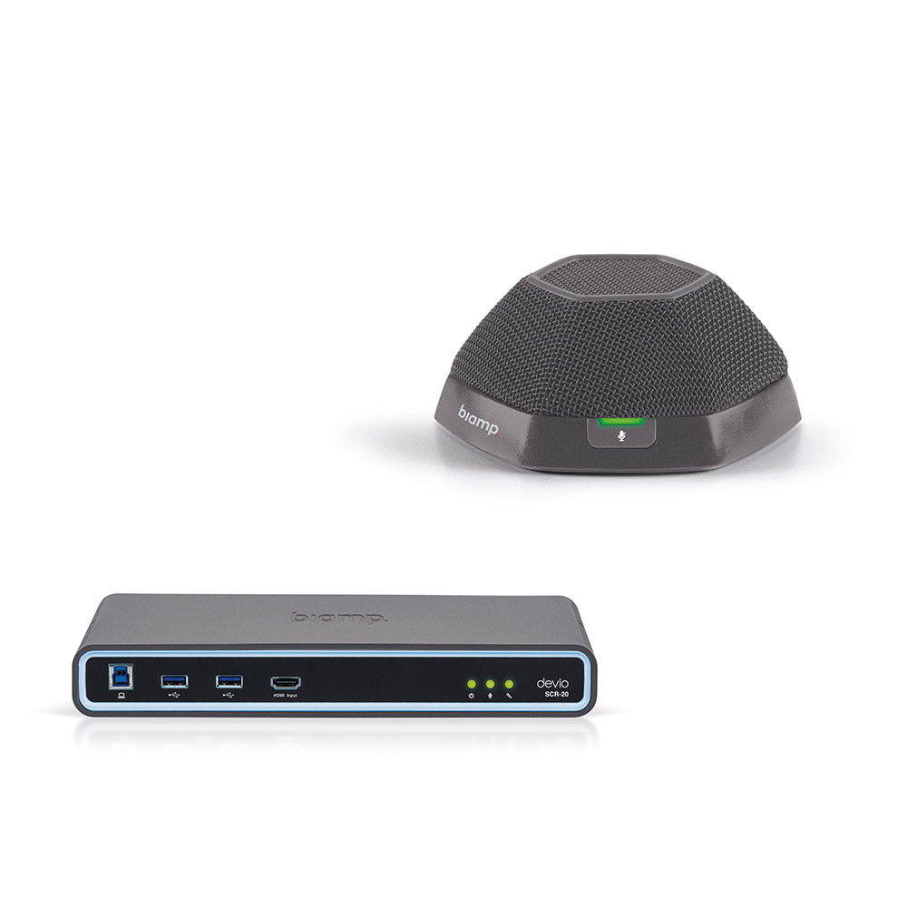 Biamp Devio Conference / Huddle Room Solution with SCR-20 Hub and DTM-1 Tabletop Microphone