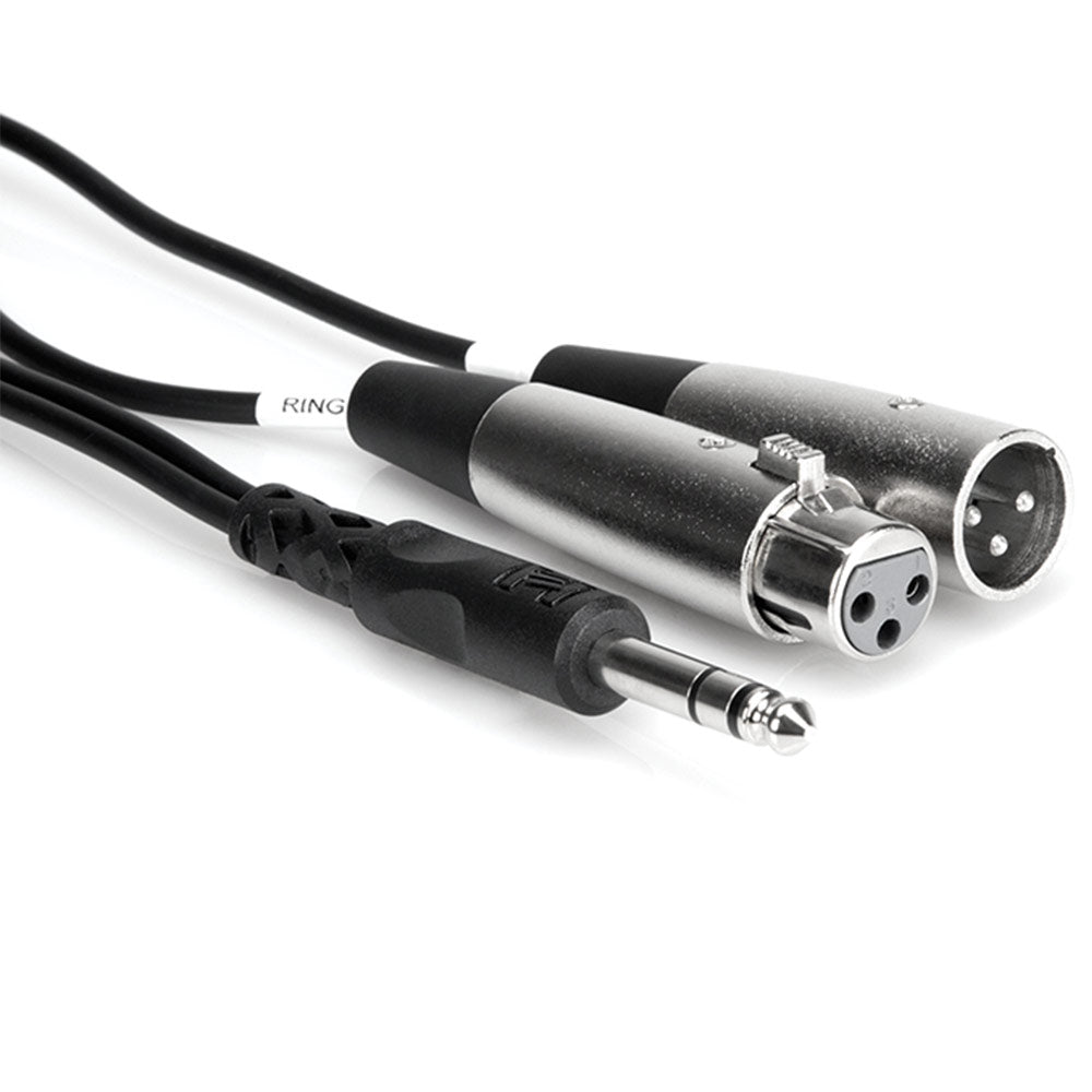 Hosa SRC-204 Male 1/4 Stereo to 3-Pin XLR Male & Female Y cable - 10 feet