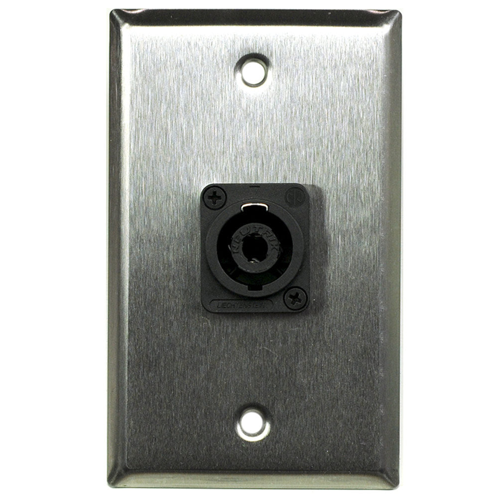 Whirlwind WP1/1NL4 Single Gang Wall Plate with Neutrik NL4 Speakon (Stainless Steel)