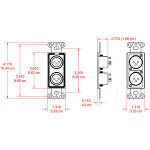 RDL D-XLR2F Dual XLR 3-pin Female Jacks on D Plate - Terminal Block - Custom Engraving Option