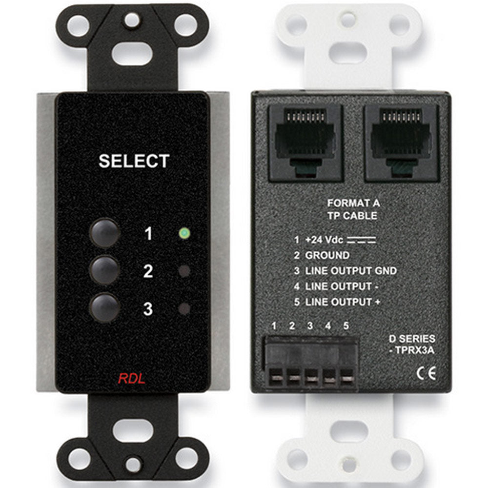 RDL DB-TPRX3A Decora Mount 3-Channel Format-A Source Selector (Black)