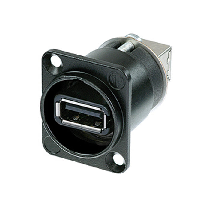Neutrik NAUSB-W-B Reversible USB A to B Feedthrough Receptacle - Black