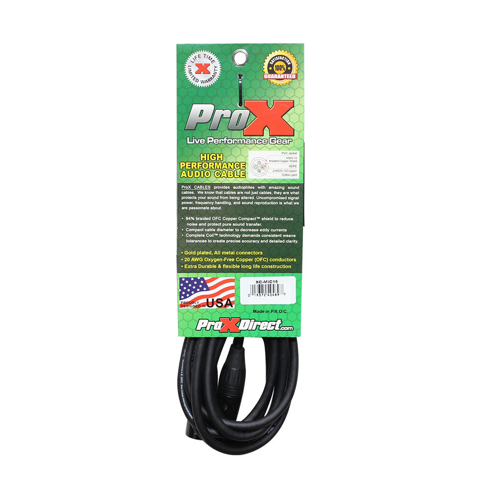 ProX XCMIC15 15FT. Mic Cable XLR-F To XLR-M