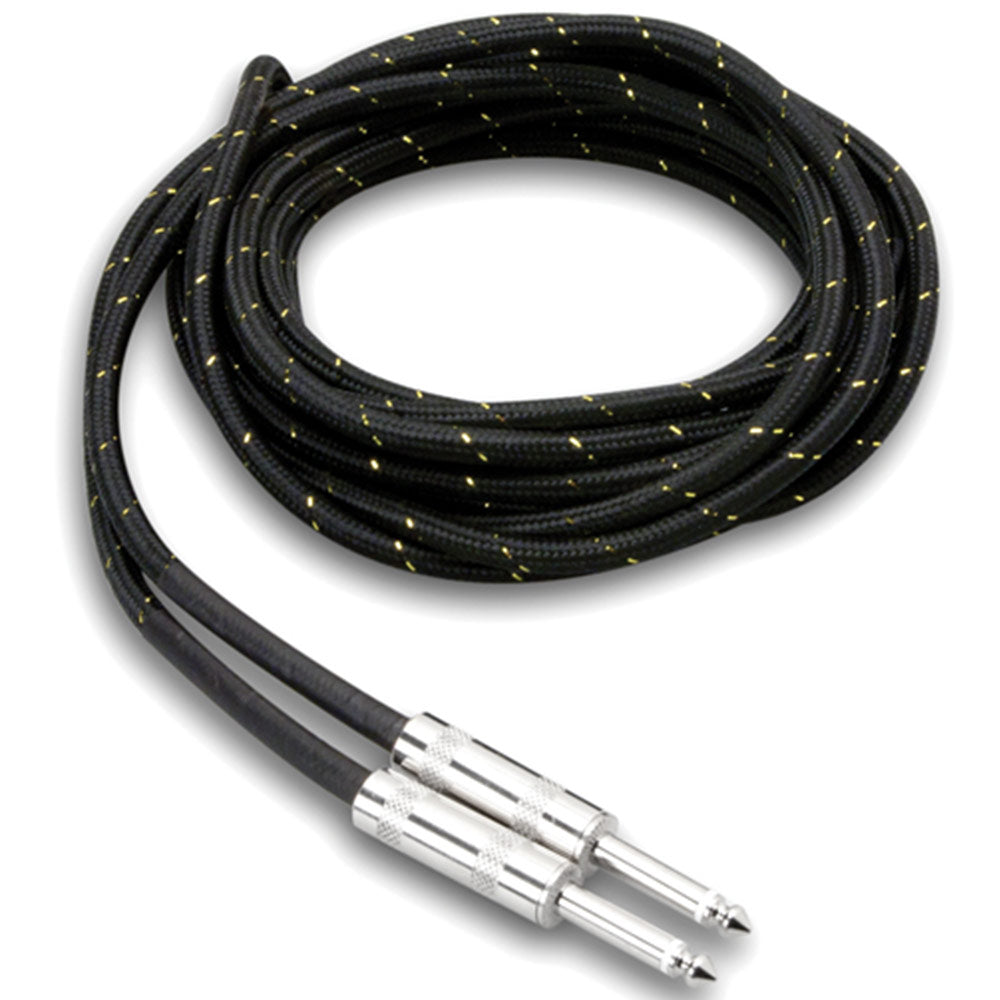 Hosa 3GT-18C4 Cloth Guitar Cable, Hosa Straight to Same, 18 feet, Black/Gold