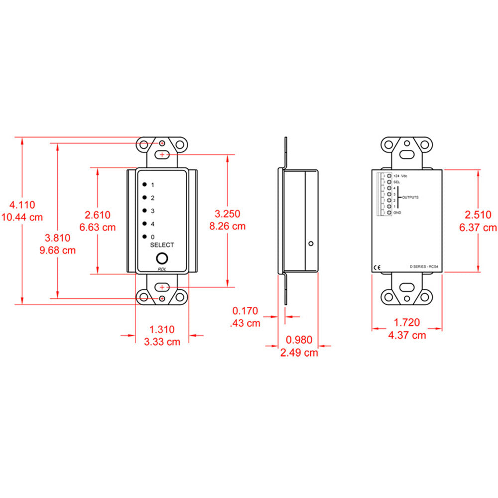 RDL DB-RCS4 4-Channel Remote Source Selector for RU-SX4A (Black)