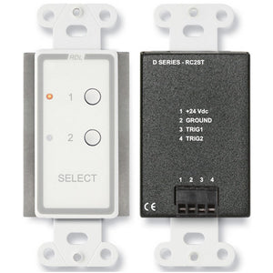 RDL D-RC2ST 2-Channel Remote Source Selector for STICK-ON Series (White) - Custom Engraving Option