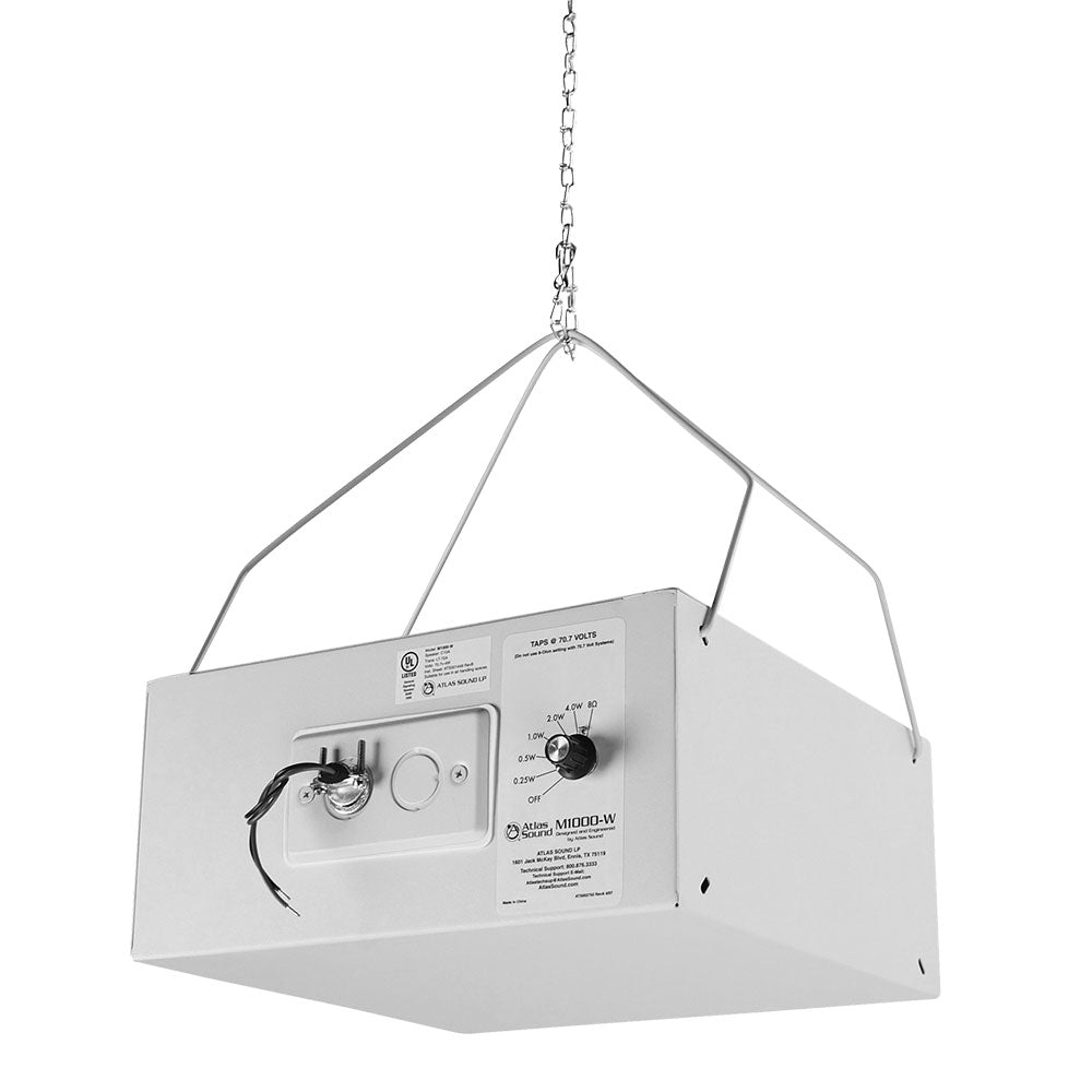 AtlasIED M1000-W - 8-Inch Dual-Cone Sound Masking Speaker with Transformer and Enclosure (White)