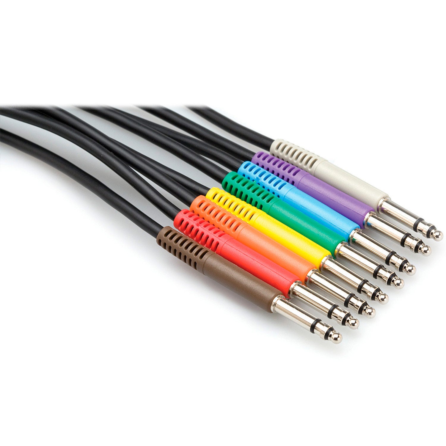 Hosa TTS-845 Balanced Color Coded Nickel Plated Bantam TT TRS Patch Cables - 1.5 Feet - 8 Pack