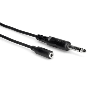 Hosa MHE-325 Headphone Adaptor Cable, 3.5 mm TRS to 1/4 inch TRS, 25 feet