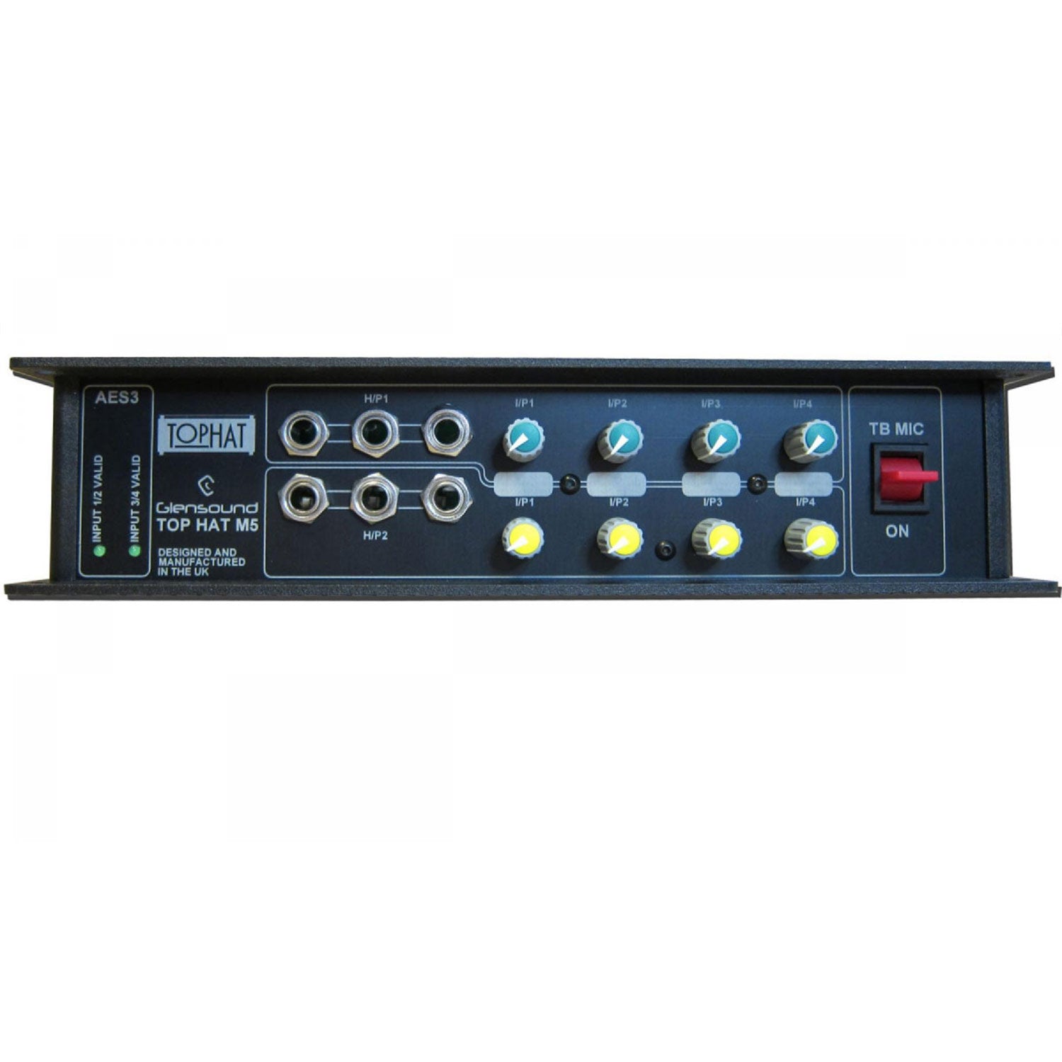 Glensound Top Hat M5 - 4 input battery powered twin headphone amp AES3 & Analogue in & TB Mic amp