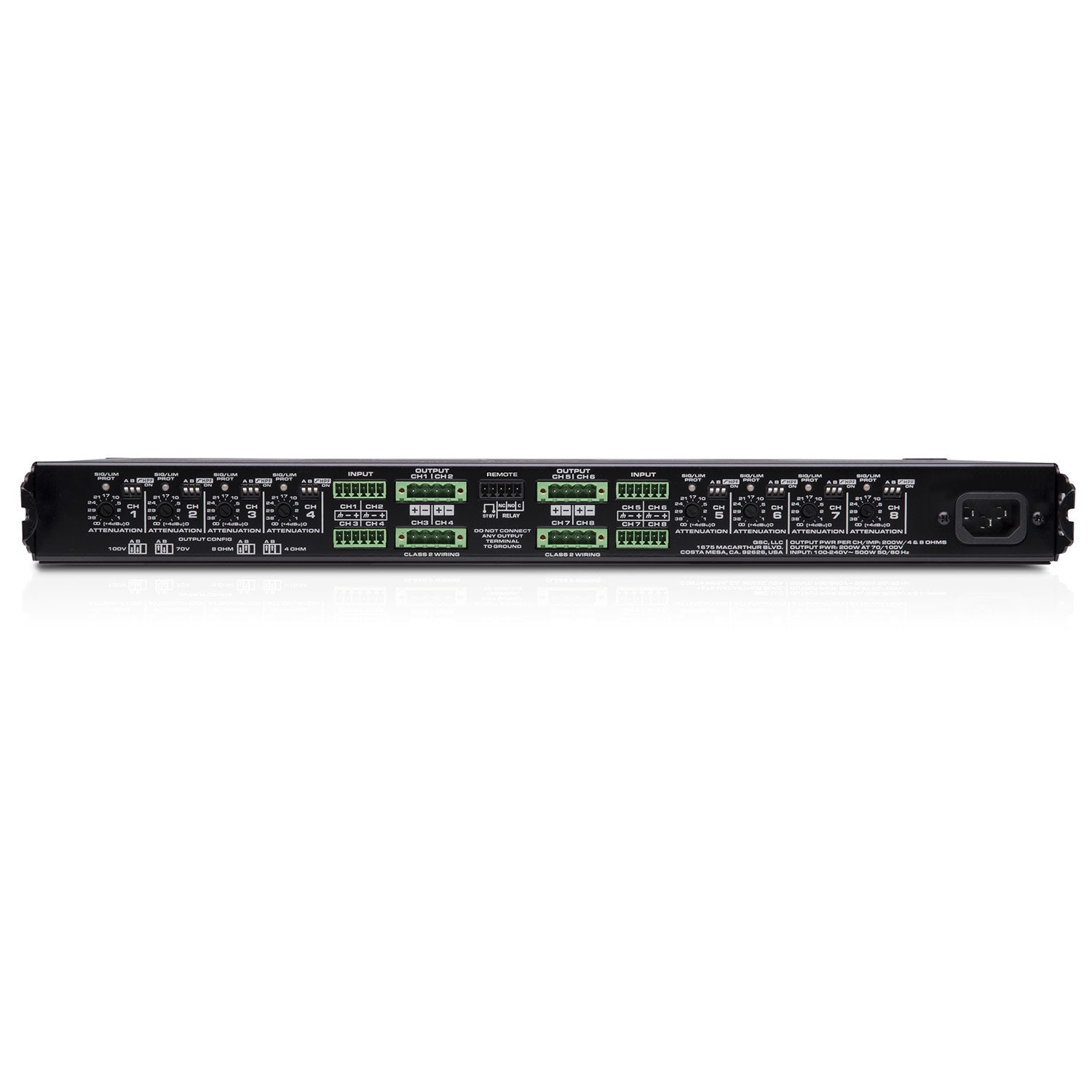 QSC MP-A80V Eight-Channel Hi-Z/Low-Z Install Power Amplifier