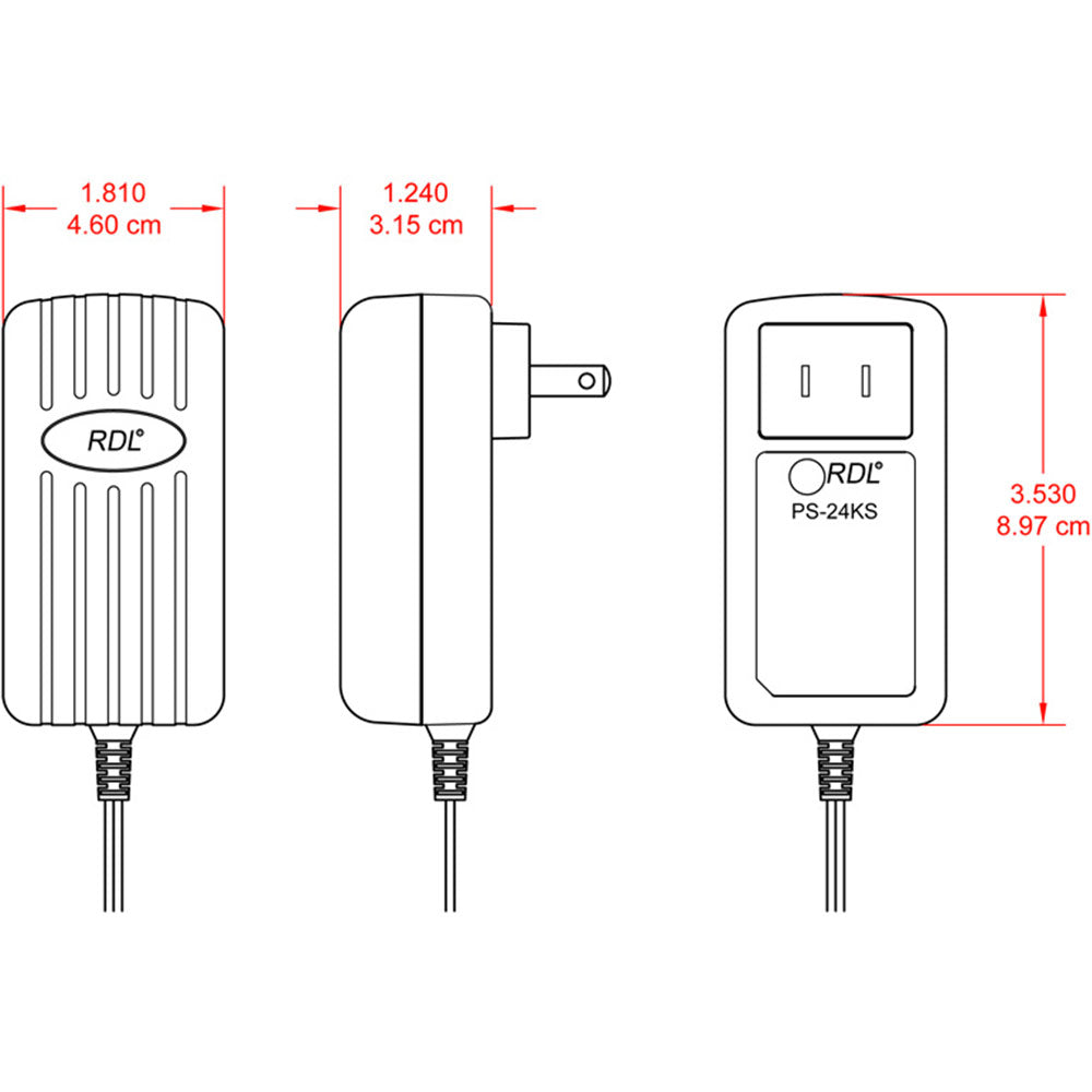 RDL PS-24KS 24 Vdc 1 A North American Power Supply - Leads