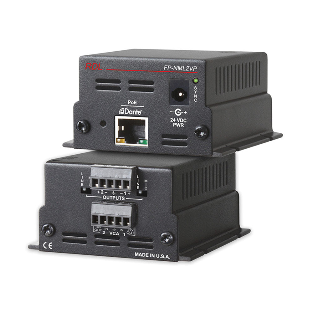 RDL FP-NML2VP Dante Network to Mic/Line Interface with VCA (with PoE)