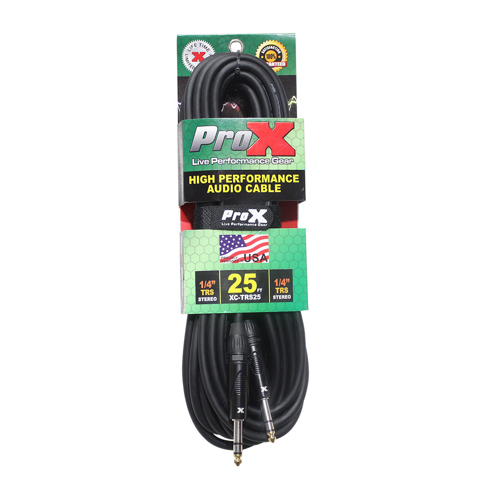 ProX XC-TRS25 25 Ft. Balanced 1/4" TRS-M to TRS-M High Performance Audio Cable