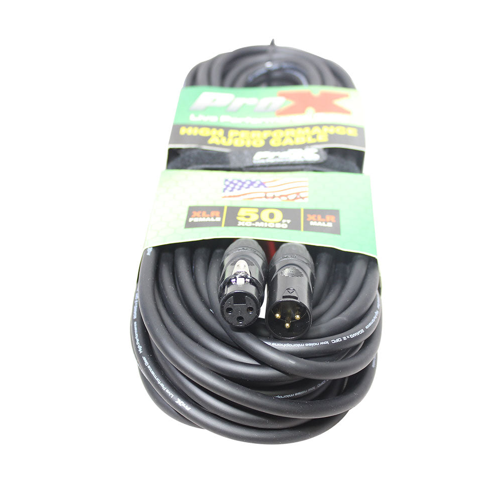 ProX XC-MIC50 50 Ft. Balanced XLR3-F to XLR3-M High Performance Microphone Cable