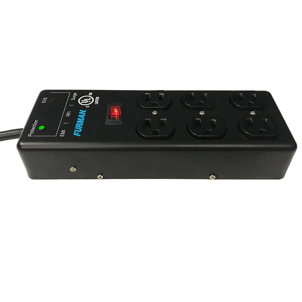 Furman SS6B PRO - 15A AC Surge Strip 6-Outlet 2X3 block with Extreme Voltage Shutdown and 15 Foot Cord