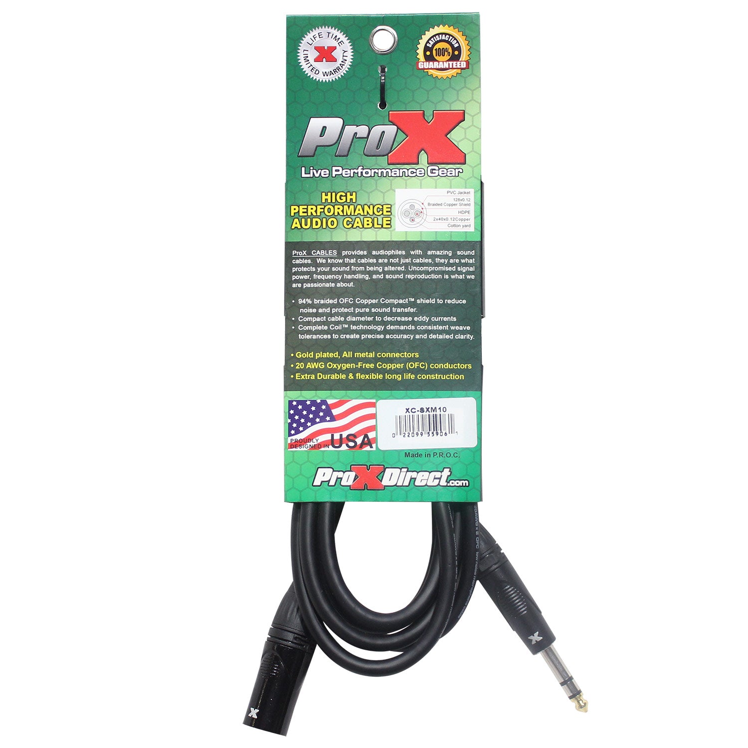 ProX XCSXM10 10FT. 1/4" TRS Balanced To XLR-Mcable