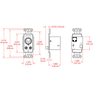 RDL DB-TPR3A Decora Mount Active Format-A Receiver - XLR/RCA Output (Blk) - Custom Engraving Option