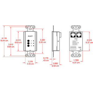 RDL DS-TPRX3A Decora Mount 3-Channel Format-A Source Selector (Stainless) - Custom Engraving Option