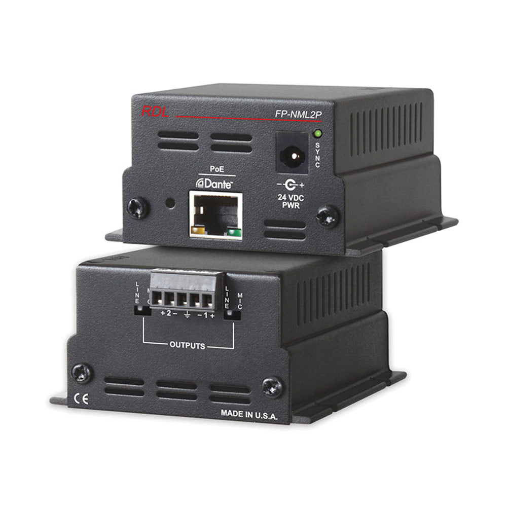 RDL FP-NML2P Dante Network to Mic/Line Interface (with PoE)