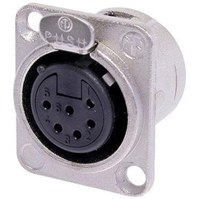 Neutrik NC6FD-L-1 DL1 Series 6 Pin Female Panel Mount Receptacle- Nickel/Silver