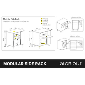 Glorious Modular Side Rack - Extension for Sound Desk or Workbench Workstations (Black)