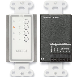 RDL D-RC4RU 4-Channel Remote Source Selector for RACK-UP (White) - Custom Engraving Option