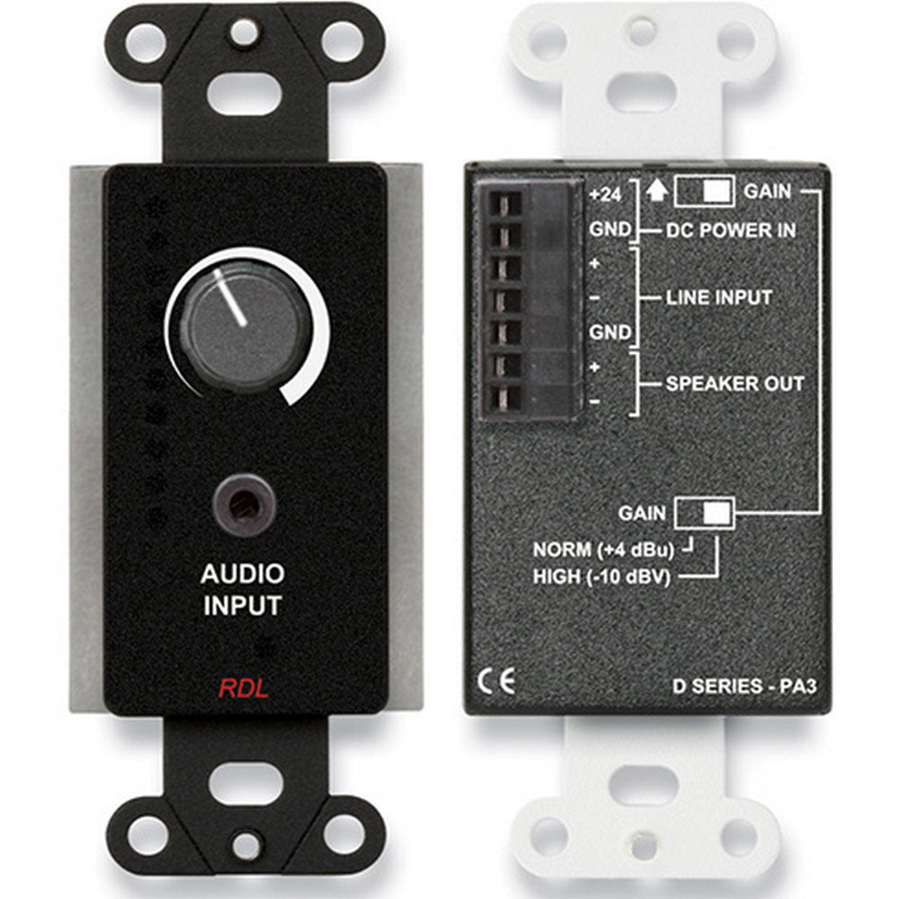 RDL DB-PA3 3.5-Watt Audio Amplfiier in Decora Wall Plate (Black)