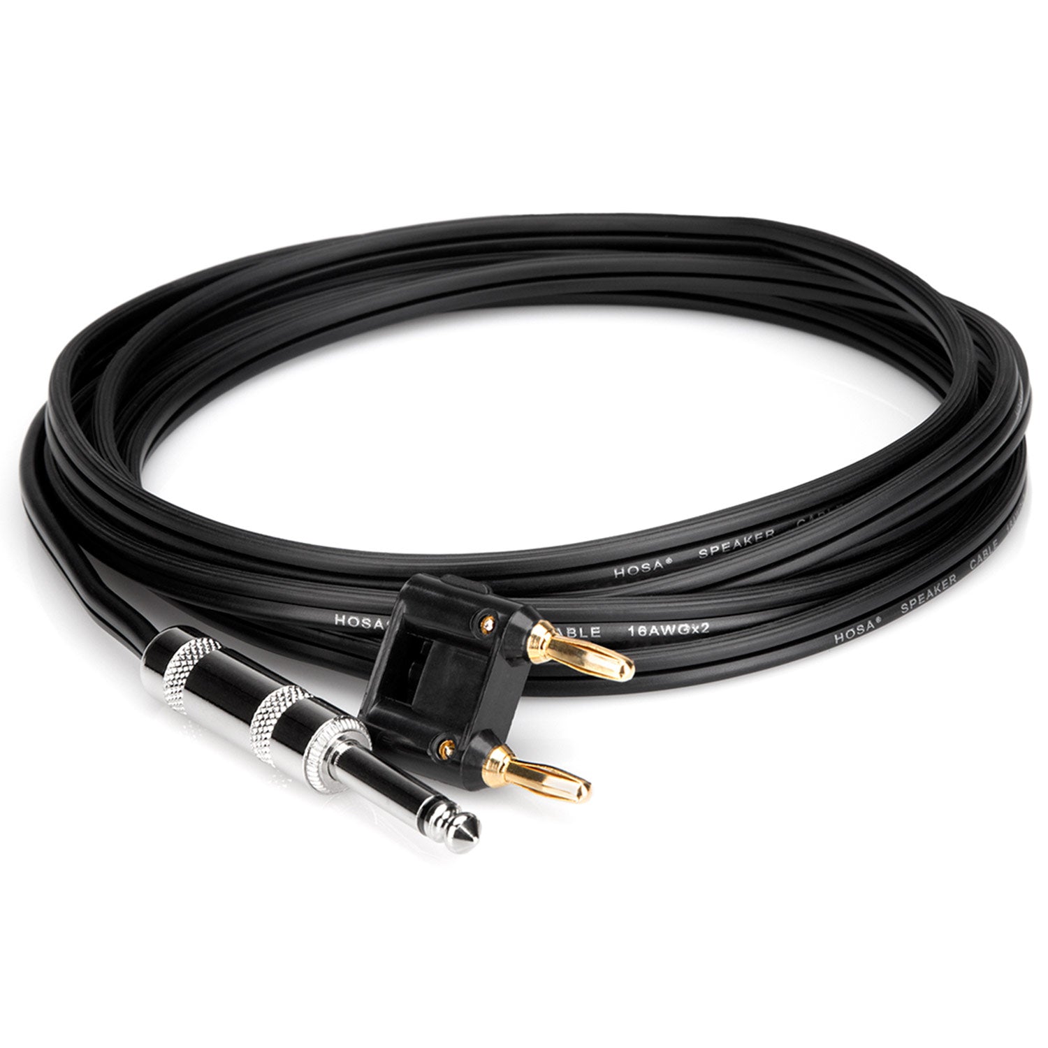 Hosa SKZ-675BN Speaker Cable, Hosa 1/4 inch TS to Dual Banana, Black Zip, 75 feet