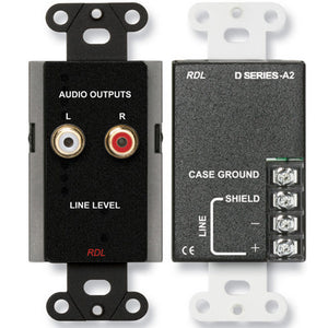 RDL DB-A2 RCA Line Out Assembly on Decora Wall Plate - Custom Engraving Option