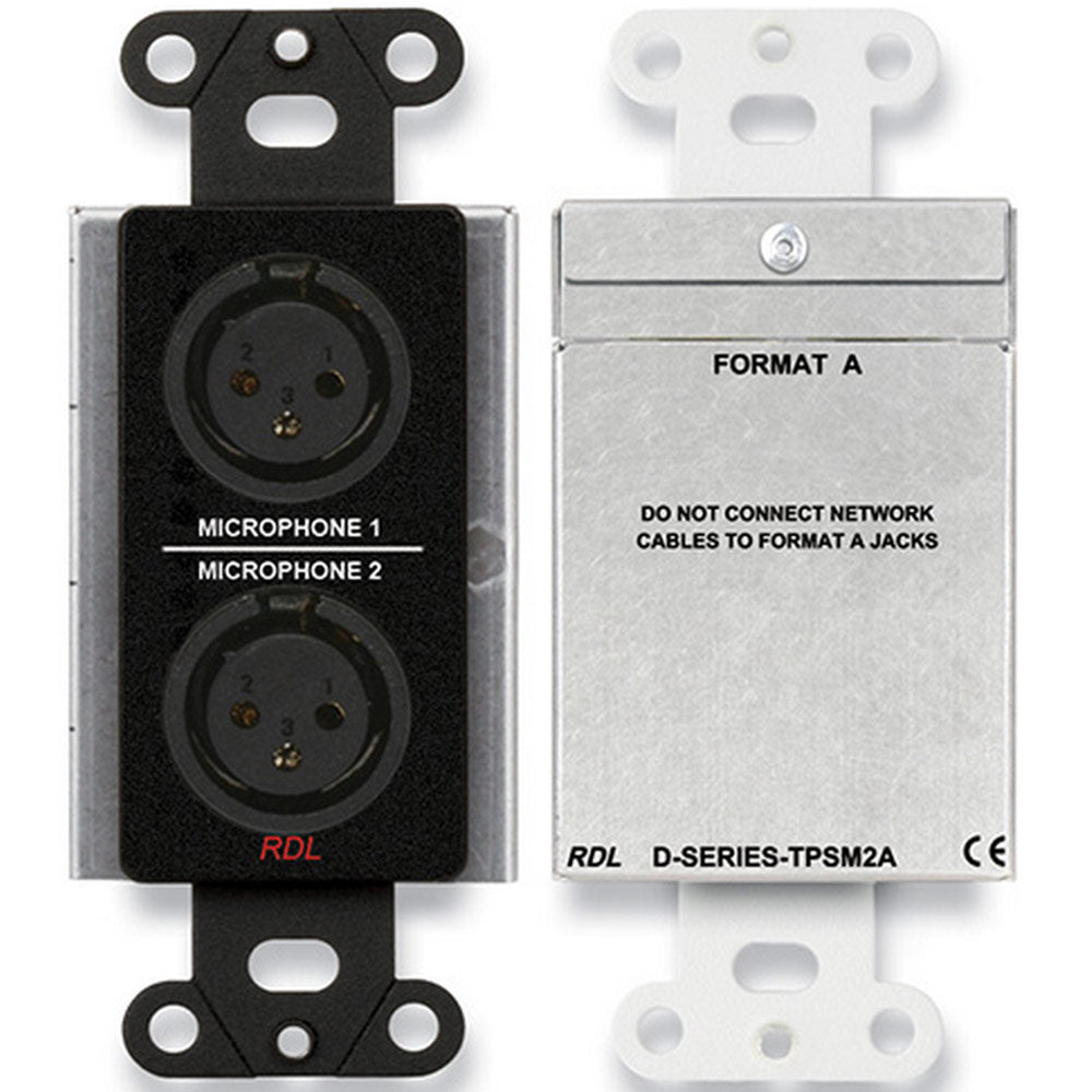 RDL DB-TPSM2A Decora Mount Dual-Channel Format-A Mic Preamp (Black)