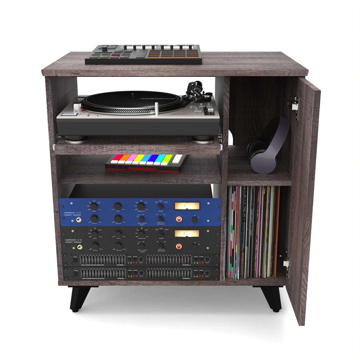 Glorious Modular Side Rack - Extension for Sound Desk or Workbench Workstations (Walnut)