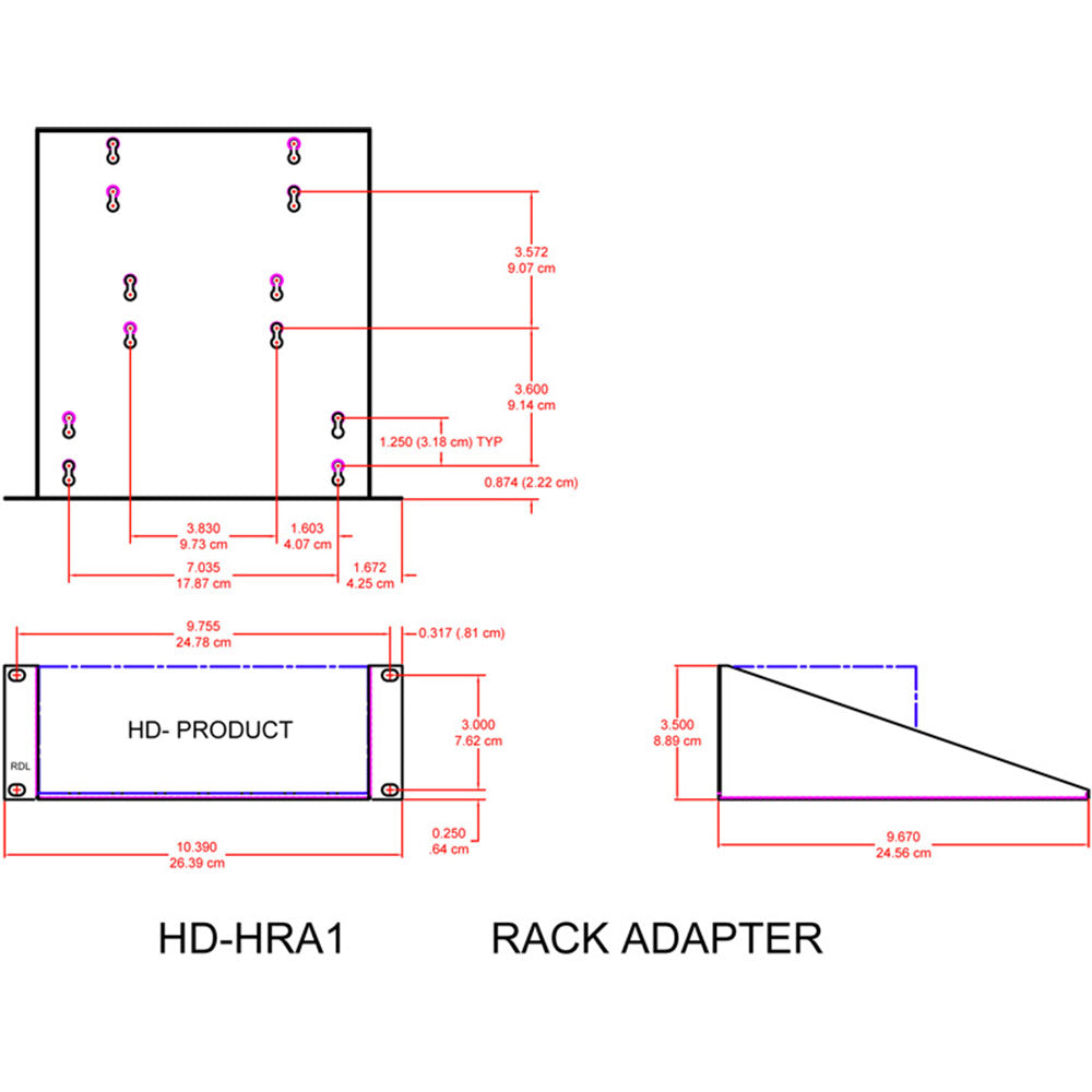 RDL HD-HRA1 10.4-Inch Rack Mount for 1 HD Series Unit