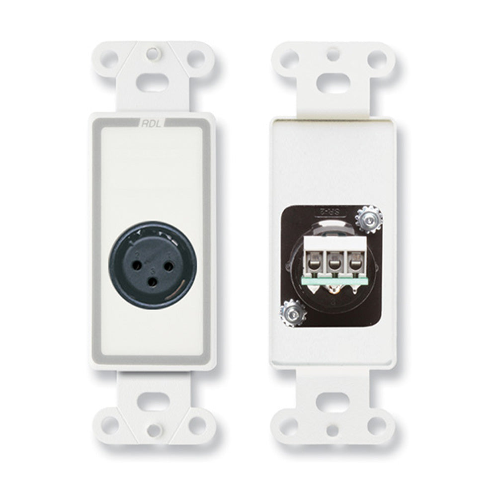 RDL D-XLR3F - XLR 3-Pin Female Jack on Decora Wall Plate (White)
