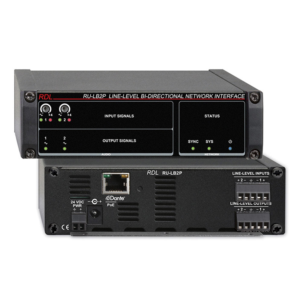 RDL RU-LB2P Line-Level Bi-Directional Dante Network Interface (with PoE)