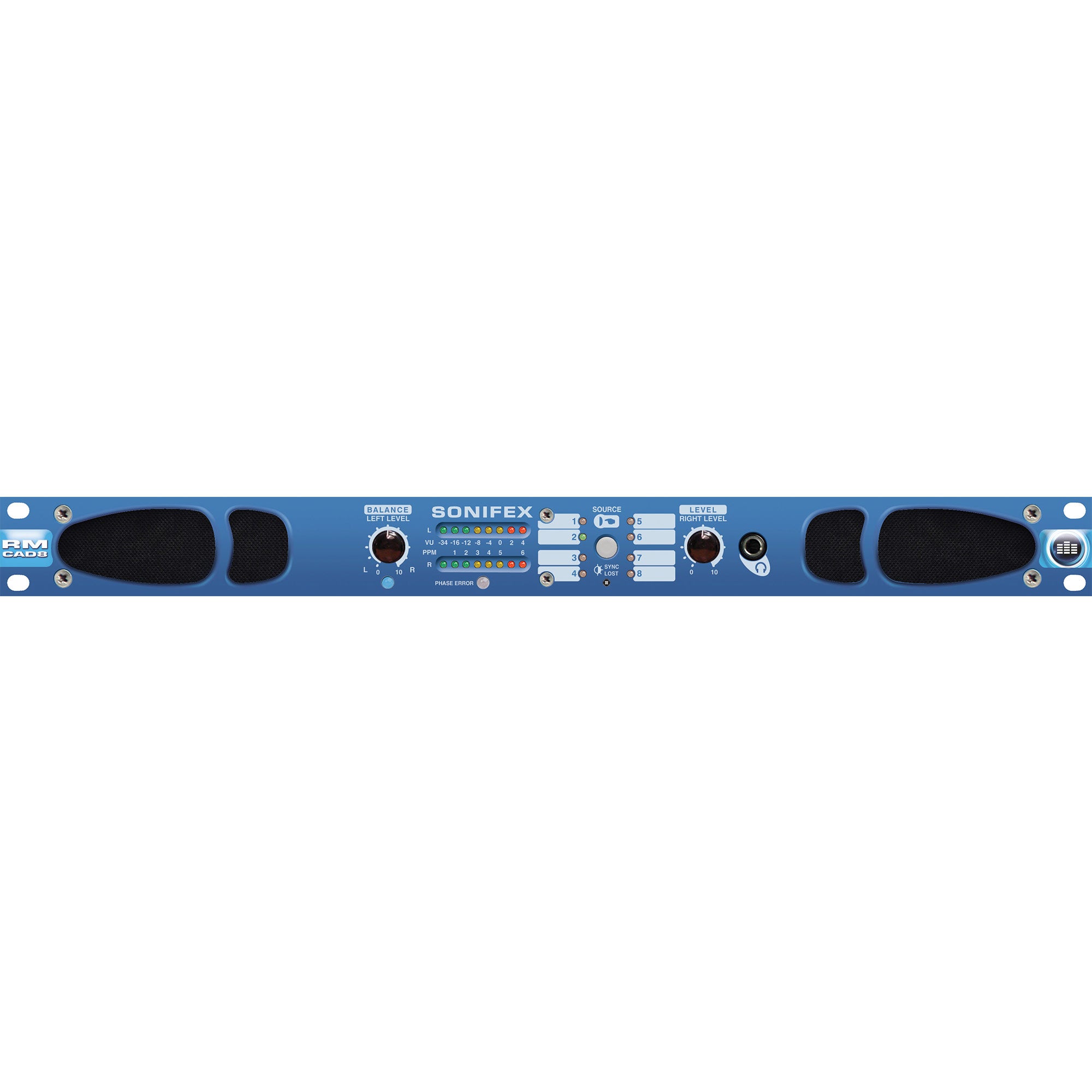 Sonifex RM-CAD8 Confidence Monitor, 2 LED Meters, 2 Analogue & 6 Digital Stereo Inputs