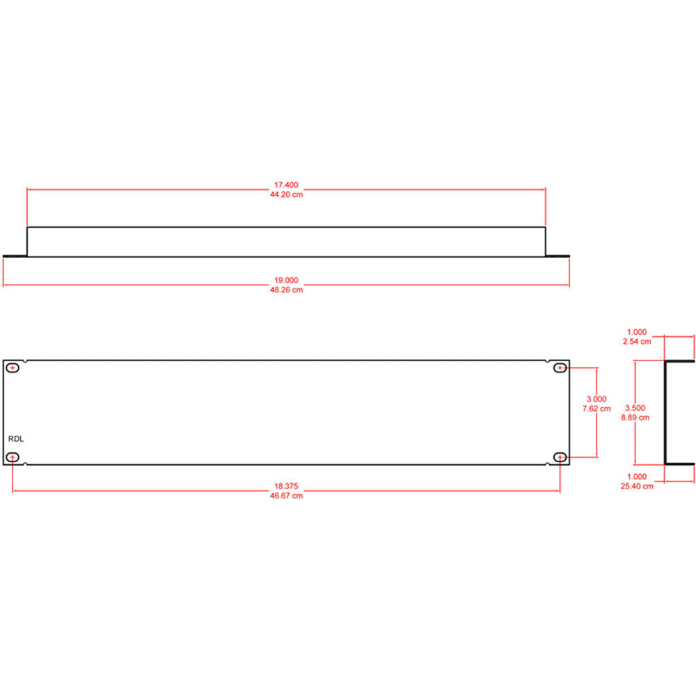 RDL RM-FP2 Two Rack Unit Filler Panel - 19 inch rack