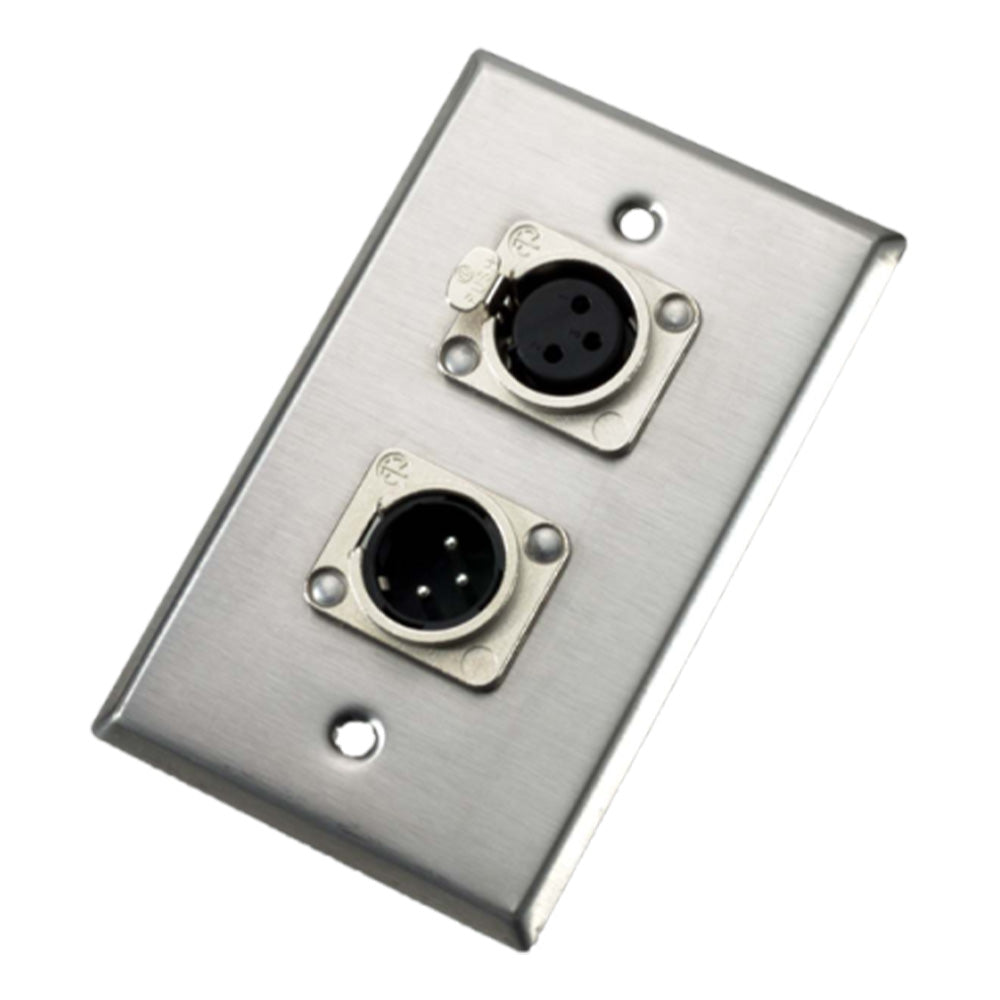 Neutrik 203FM Single Wallplate with Male & Female XLR Connectors