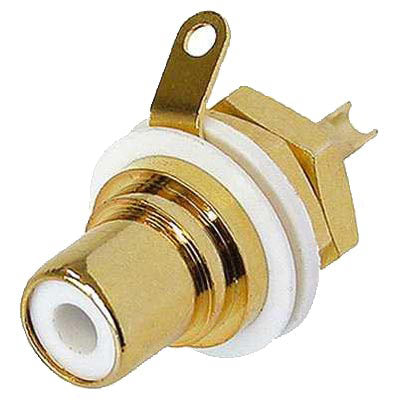 REAN NYS367-9 Gold Plated Phono Panel Socket - White