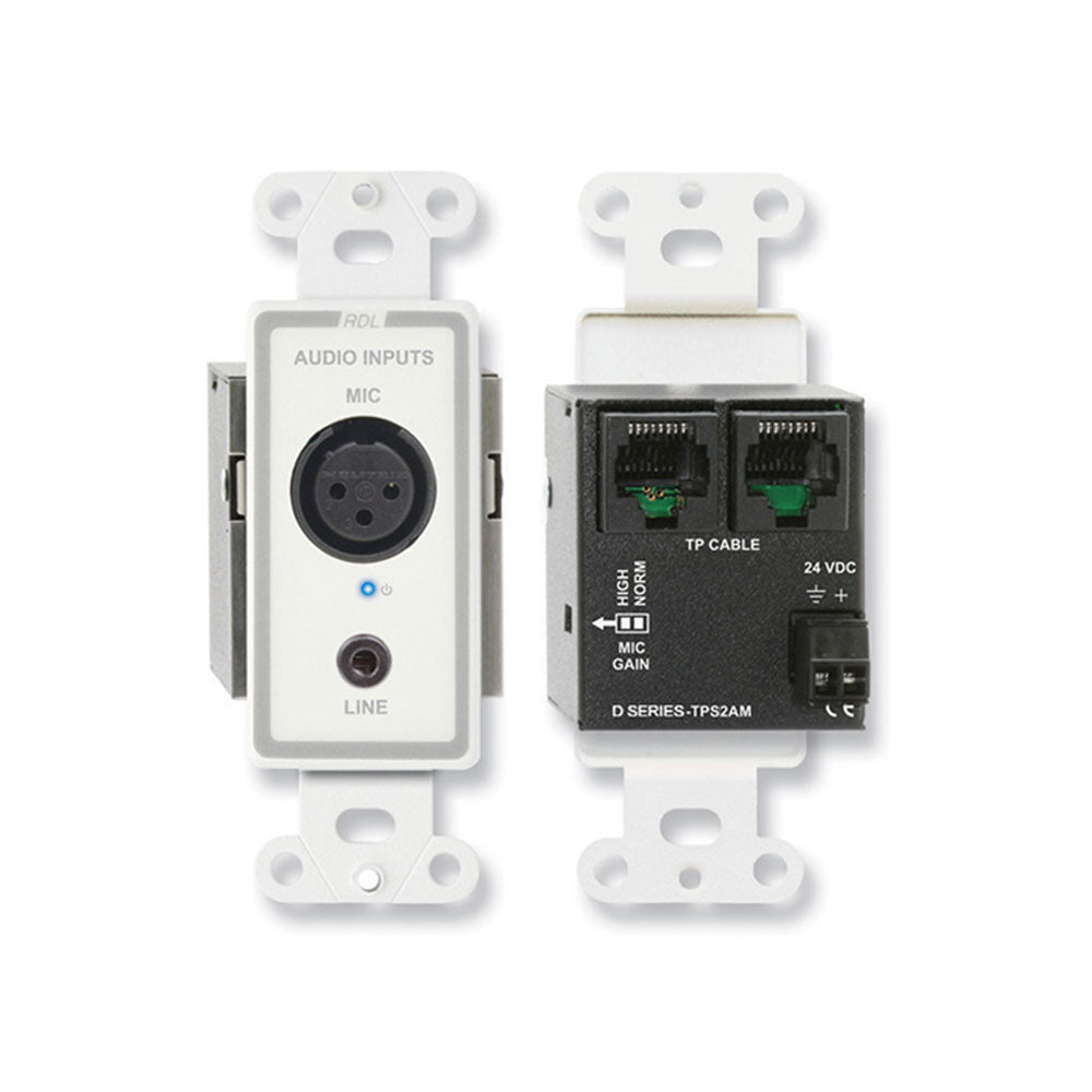 RDL D-TPS2AM Active Two-Pair Sender - Twisted Pair Format-A - XLR Microphone / Stereo Mini-jack Input Module
