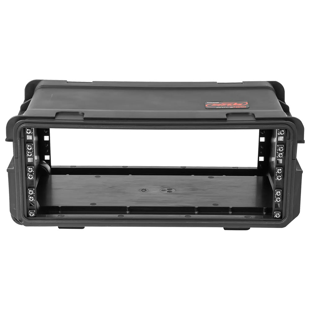 SKB 3i-4U11-W - 4-Space Molded Rack Case with Wheels (Black / ATA Overhead Bin Sized)
